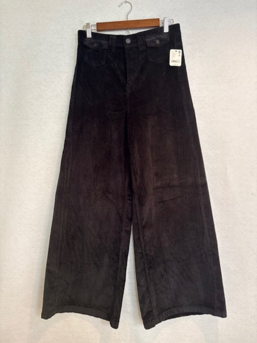 We The Free Kellee High Rise Palazzo Corduroy Pants 29 Black NWT